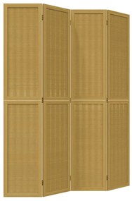 358819 vidaXL Разделител за стая, 4 панела, кафяв, дърво пауловния масив