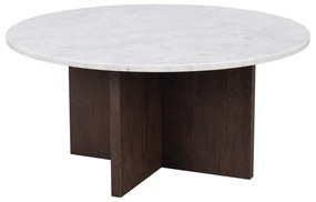 Кръгла масичка за кафе от бяло-кафяв мрамор 90x90 cm Brooksville - Rowico
