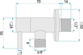 Ъглов вентил 1/2" x 3/8" Brush Gold