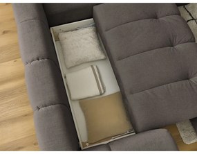 Кафяво-сив сгъваем/с място за съхранение ъглов диван (десен ъгъл/L форма) Fuji – Bobochic Paris