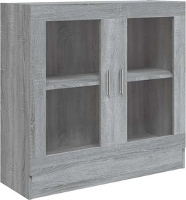 815616 vidaXL Шкаф витрина, сив сонома, 82,5x30,5x80 см, инженерно дърво