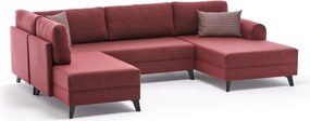 Ъглов разтегателен диван в тухлен цвят (U-образен) Belen - Balcab Home