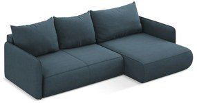 Син разтегателен ъглов диван с място за съхранение (десен ъгъл) Nanea – Makamii