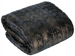 Капитонирано черно кадифено покривало със златиста апликация Ширина: 170 см | Дължина: 210 см