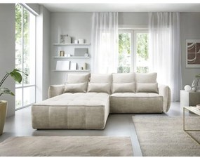 Бежов кадифен сгъваем/с място за съхранение ъглов диван (ляв ъгъл) Campo – ELTAP