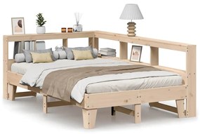 3324550 vidaXL Легло с етажерка за книги, без матрак, 140x190 см, бор масив