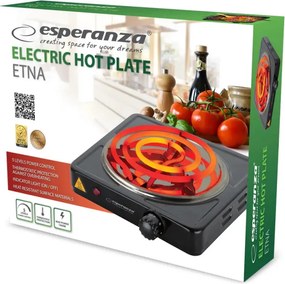 Електрически котлон Esperanza EKH012K, 1000W, Открит нагревател, 5 нива, Черен