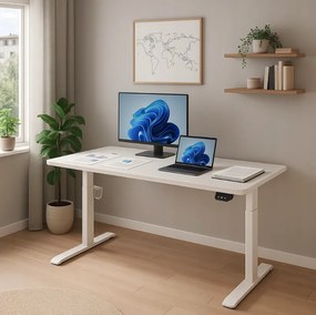 Електрическа маса с регулируема височина 72 - 117 см - бяла Ширина: 60 см | Дължина: 140 см