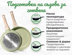 Разопакован: Комплект тенджери и тигани Just Perfecto JL-723, 21 ч, Отливка, Мраморно покритие, Индукция, Съд за готвене на пара, Аксесоари, Зелен