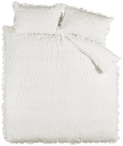 Бяло двойно удължено крепово спално бельо 230x220 cm Seersucker Frill – Catherine Lansfield