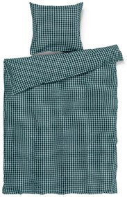 Зелено-синьо единично крепово спално бельо 140x200 cm Bæk&amp;Bølge – JUNA