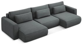 Тъмносив разтегателен ъглов диван с място за съхранение (U форма) Kapua – Makamii