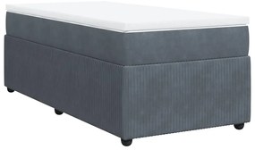 3285615 vidaXL Боксспринг легло с матрак, тъмносиво, 90x200 см, кадифе