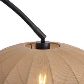 Japandi дъгова подова лампа черна с кафяв абажур - Bida