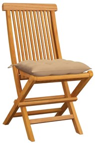 3065608 vidaXL Градински столове с бежови възглавници 6 бр тиково дърво масив