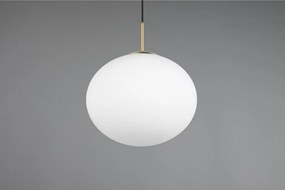 Бяло и златисто висящо осветително тяло със стъклен абажур ø 30 cm Fomento – Trio