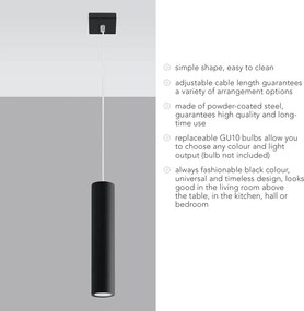 Черно метално висящо осветително тяло Castro – Sollux