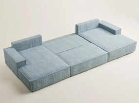 Светлосин шенилов сгъваем/с място за съхранение ъглов диван (U форма) Kyoto – Maison de Rêve