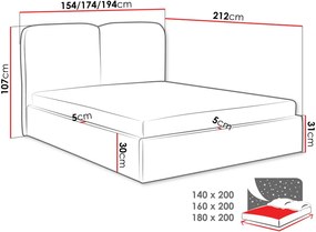 Облегнато легло Heaven-Кафе-140 x 200