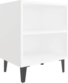 805797 vidaXL Нощно шкафче с метални крака, бяло, 40x30x50 см