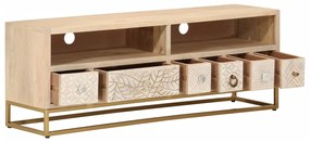 372012 vidaXL ТВ шкаф, 110x30x40 см, масивно мангово дърво и желязо