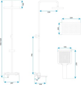 Комплект за душ Rea Arlo Brush Gold