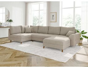 Бежов ъглов диван от плат букле (десен ъгъл/"U" форма) Ariella – Ropez