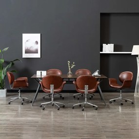 3054862 vidaXL Въртящи се трапезни столове, 6 бр, кафяви, изкуствена кожа