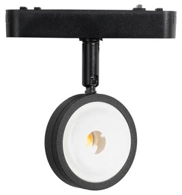 Модерен черен прожектор за 1-фазова релсова система с LED, въртящ се и накланящ се - Magnetic Lance