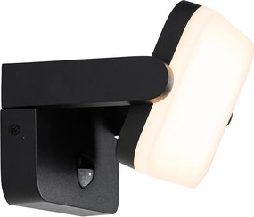 Външна стенна лампа черна с LED регулируема с датчик за движение - Kamile