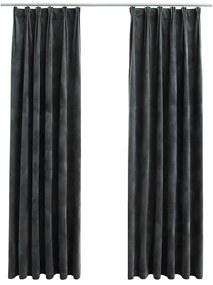 134502 vidaXL Затъмняващи завеси с куки, 2 бр, кадифе, антрацит, 140x245 см