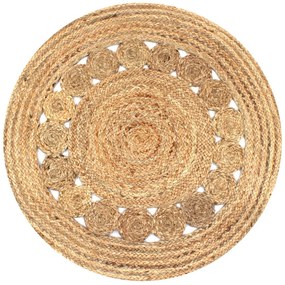 Sonata Плетен килим с дизайн, от юта, 90 см, кръгъл