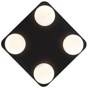 Модерна таванна лампа за баня черна квадратна 4-светлина - Cederic