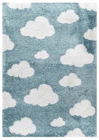 Син антиалергичен детски килим 170x120 cm Clouds - Yellow Tipi