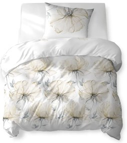 Дишащо памучно спално бельо с бежови цветя 3 časti: 1ks 220x200 + 2ks 70x80