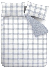 Бяло-синьо двойно памучно спално бельо 200x200 cm Marlow Check – Bianca