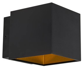 Дизайнерски стенен аплик черен/златист с LED - Caja