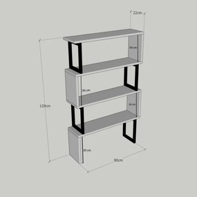 Секция Kalune Design 854KLN3603, 128x80 см, 4 нива, ПДЧ, Кафяв/черен