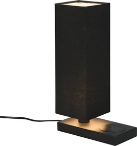 Матовочерна настолна лампа с безжично зарядно устройство (височина 35 см) Haley - Trio