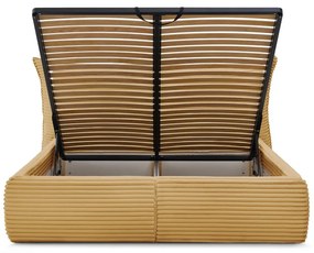 Жълто двойно тапицирано легло с място за съхранение с включена подматрачна рамка 180x200 cm Jade – Bobochic Paris