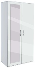 Двукрилен гардероб Мебели Богдан, модел BM-Ava 201 с огледало, бял гланц
