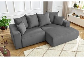 Сив кадифен ъглов диван Enjoy – Bobochic Paris