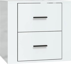 816858 vidaXL Нощно шкафче за стенен монтаж, бял гланц, 50x36x47 см