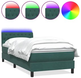 3317202 vidaXL Box Spring легло с матрак Тъмнозелено 90x220 cm Кадифе