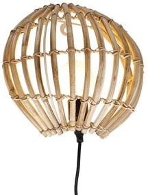 Селска стенна лампа бамбук полукръгла - Canna