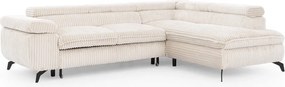 Кремав ъглов диван от рипсено кадифе (десен ъгъл L форма) Marbeya – Ropez