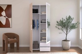 Гардероб Dorm 2-врати с огледало-Сонома - бял