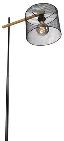 Индустриална подова лампа черна - Drum Mesh