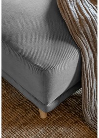 Ъглов разтегателен диван от сив велур (десен ъгъл/U-образна форма) Lazy Lukka - Miuform