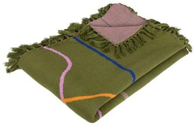 Зелено памучно одеяло 200x140 cm Outline - Hübsch